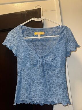 Urban Outfitters Light Blue Lace Tie-Front Top